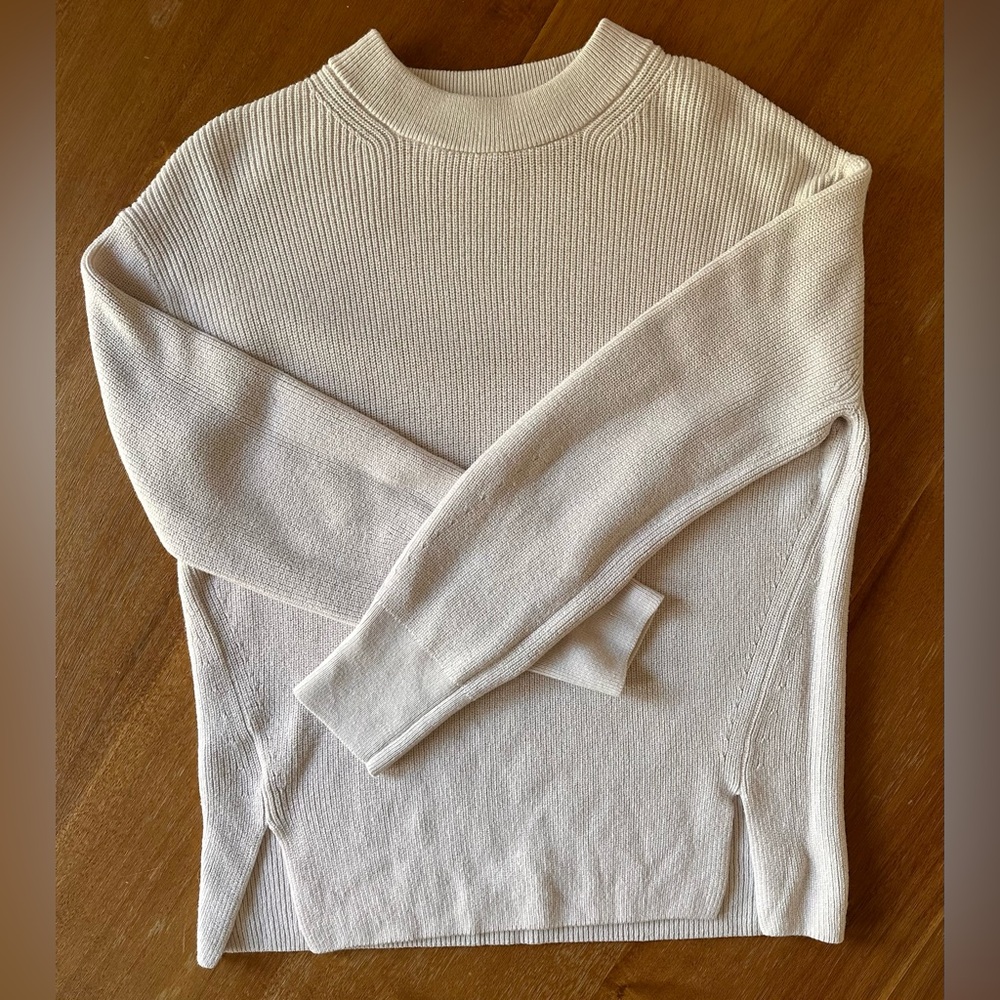 Lululemon Merino Wool-Blend Ribbed Crewneck Sweater White Opal Size 4 - Picture 4 of 7
